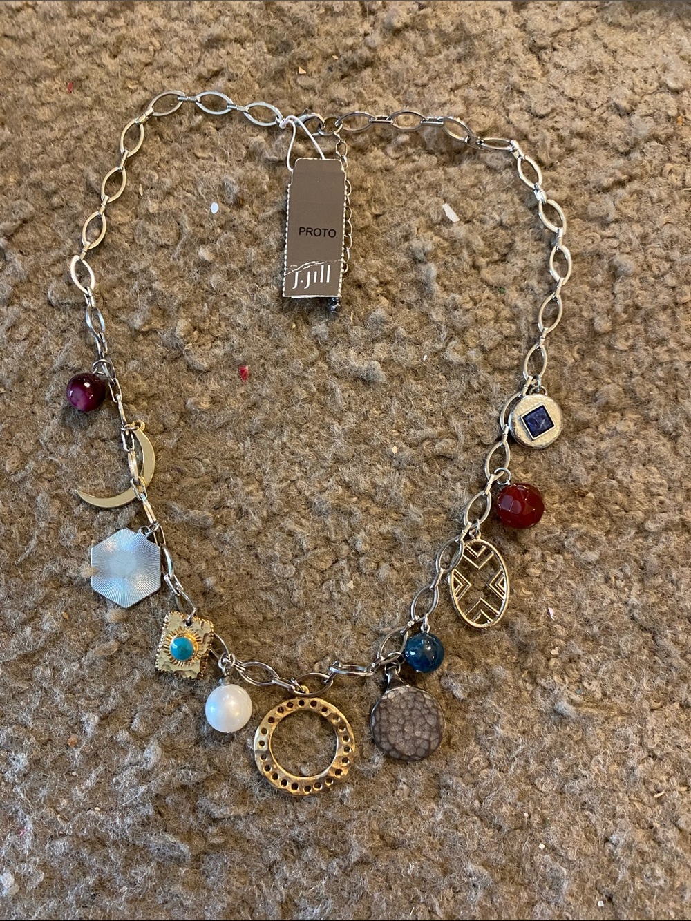 J. Jill Gold-Tone Charm Necklace with Multicolor Beads